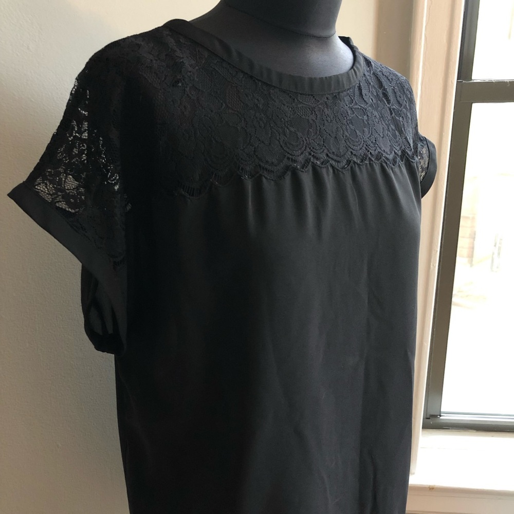Black lace detail top